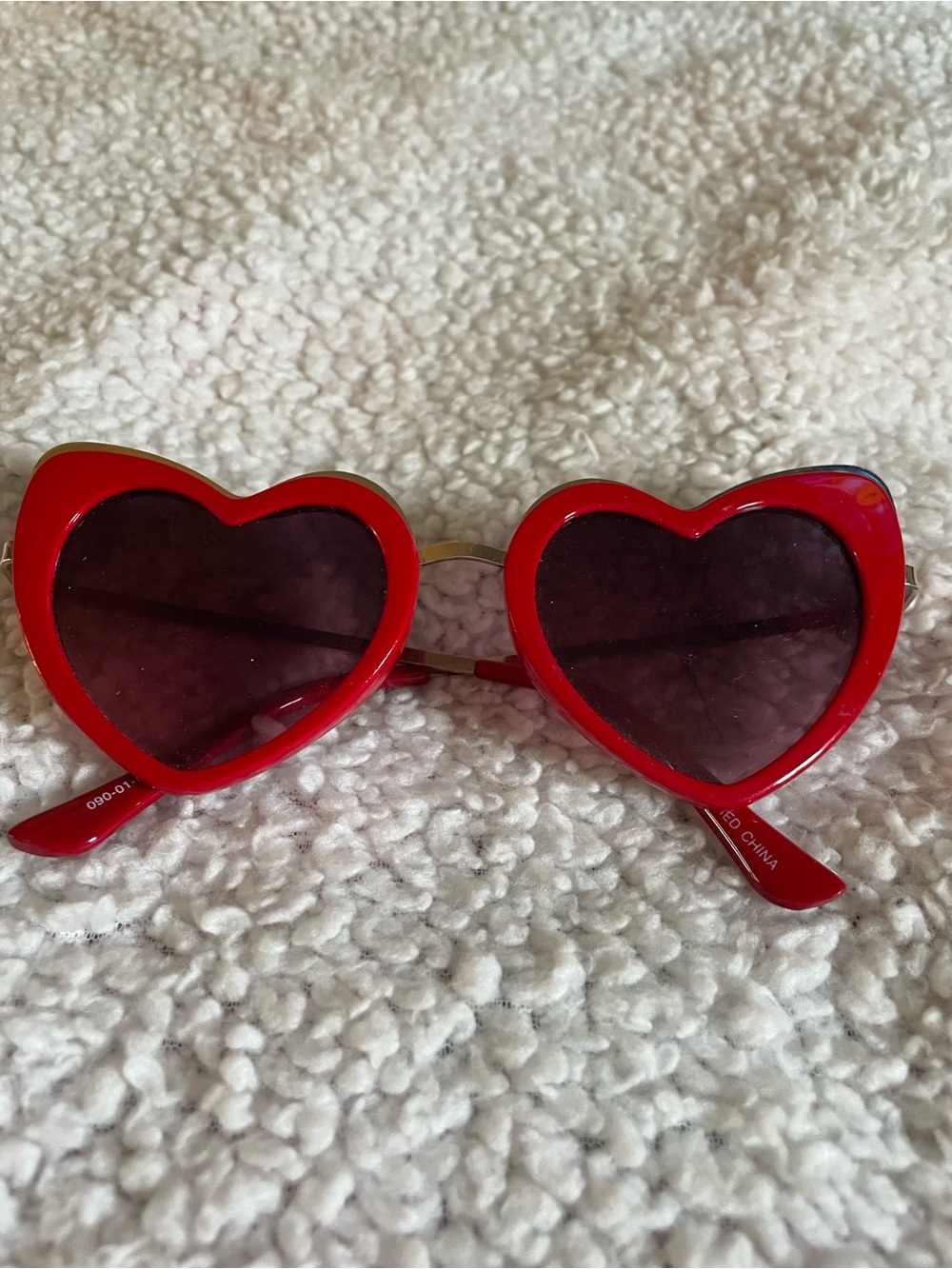 Target Red Heart-Shaped Sunglasses with Dark Lenses